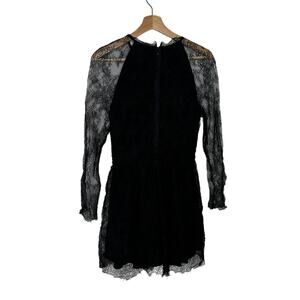Joy Cioci New York Rare Black Cocktail Dress Sheer Lace Sleeves 6